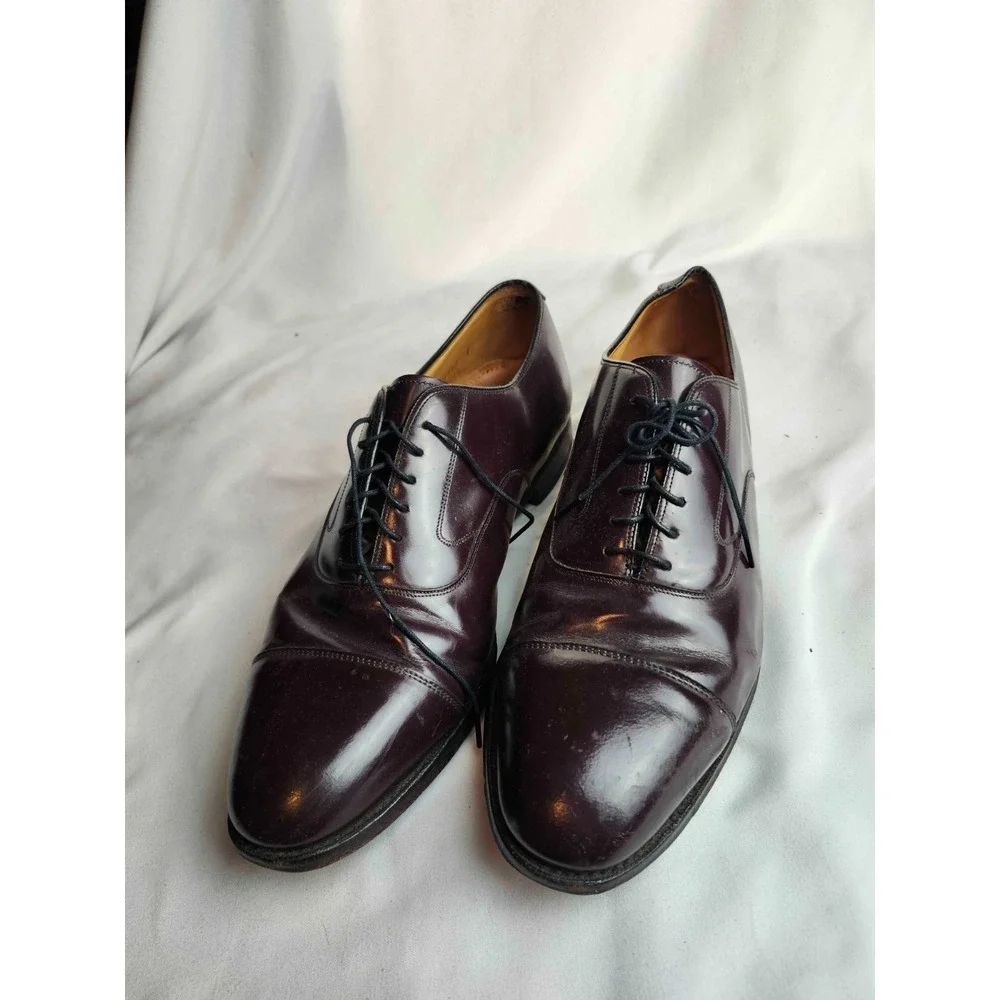 Johnston Murphy Cap Toe Oxfords Dress Shoes Mens 11D Burgundy Leather Business